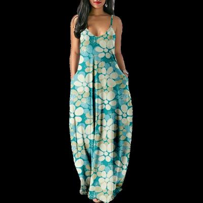 China Breathable Halter Dress With Pocket Fashion Casual Loose Dress Women's 3D Pattern Digital Printing Factory Custom Wholesale for sale