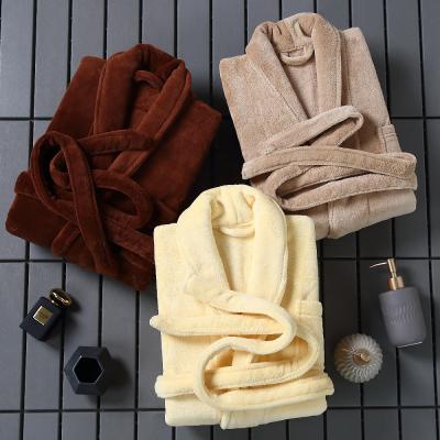 China 100% Thick QUICK DRY Coral Fleece Hotel Bathrobe Plush Flannel Bathrobe For Women And Man for sale