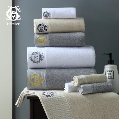 China Hypoallergenic Hypoallergenic Easy Customize Luxury 100% Cotton Face Hand Bath Towels Set With Customized Logo for sale