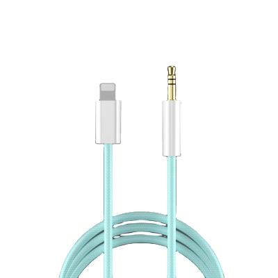 China Car factory wholesale 8 pin to male 3.5mm aux cable to power on AUX audio auxiliary adapter. iphone car for sale