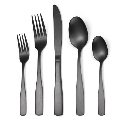 China Modern Wedding Gold Cutlery Sets Wholesale Stainless Steel Matte Black Silverware Set for sale