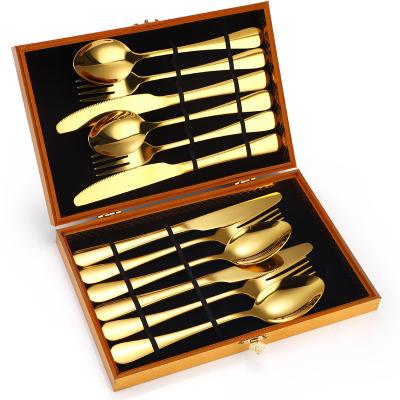 China Modern Top Sponsor List Cutlery Set Cubiertos SS410 Black Gold Flatware Classic Knife Metal 12Pcs Cutlery Set 12pcs and Fork Spoon for sale