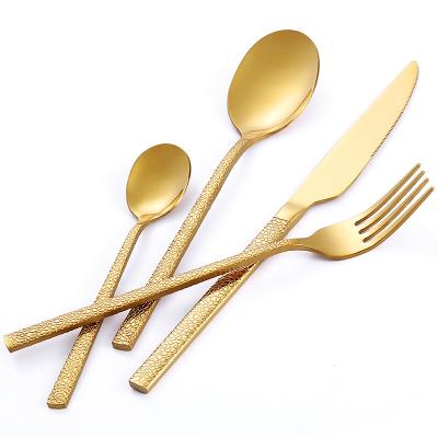 China Viable Wholesale Jieyang Stainless Steel Gold Cutlery 24Pcs Set Korean Spoon Fork Set for sale