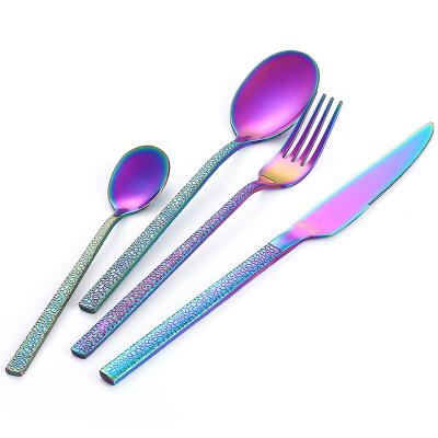 China Sustainable Gold And Colored Plated Flatware Set Stainless Steel Cutlery for sale