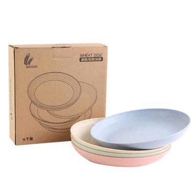 China Amazon Sustainable Hot Sales Dish Healthy Biodegradable Disposable Wheat Straw Plates Sets Tableware for sale