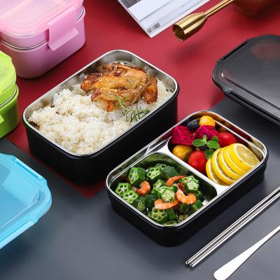 China Steamable Double Layer Large Capacity Stainless Steel Kids Bento Box Lunch Box for sale