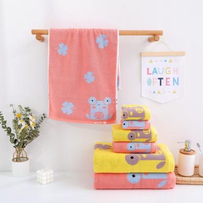 China Sustainable Fun Jacquard Bath Towel Set Cotton Towel Kids Towel for sale