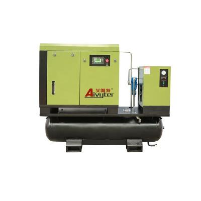 China Lubricated 11kw 15hp electric direct driven screw air compressor with 300l air dryer tank for sale