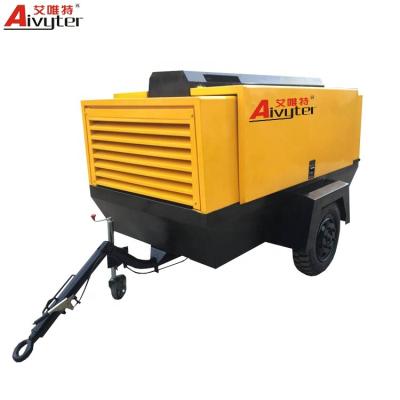 China 185cfm mining industry lubricated portable diesel screw air compressor for air jack hammer for sale