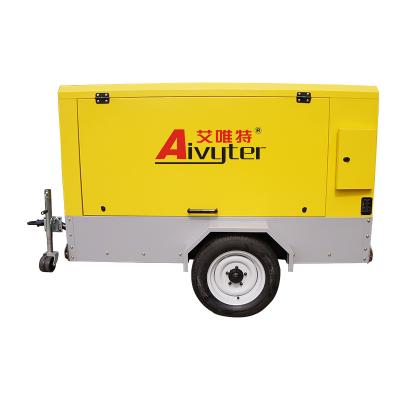 China Lubricated 8bar Portable Diesel Screw Air Compressor For Spray Painting for sale