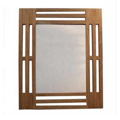 China Simple Design Bright Endurable Natural Solid Wood Wall Mounted Bathroom Mirror Decoration for sale