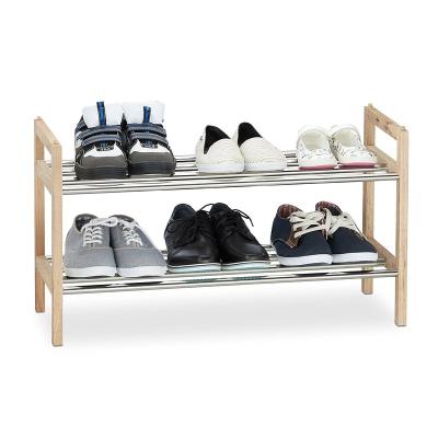 China New Design High Quality Durable 2 Rows (Other) Stainless Steel Shoe Rack Adjustable for sale