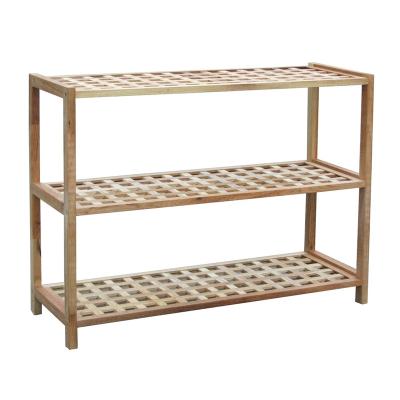 China (Others) 3 Tier Hot Selling Solid Walnut Adjustable Wooden Shoe Racks Stackable For Home Use for sale