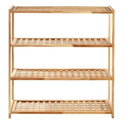 China Hot Selling Durable Walnut Solid Wood (Other) Adjustable 4 Tier Shoe Shelf 4 Tier Shoe Racks for sale