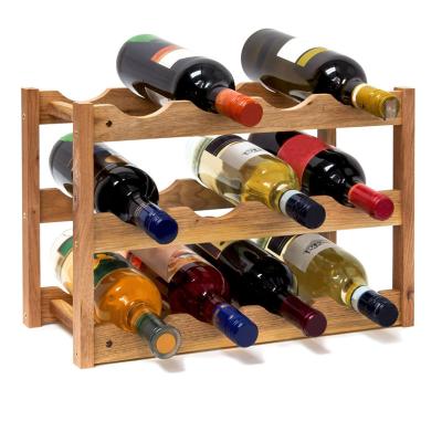 China Durable Exquisite Convertible Small 3 12 Bottle Tiers Walnut Wood Wine Racks for sale