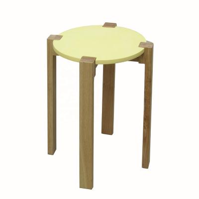 China Nordic Hot Sale Durable Solid Oak Wood Stool Seating Stool Convertible With Various Colored MDF Tops for sale