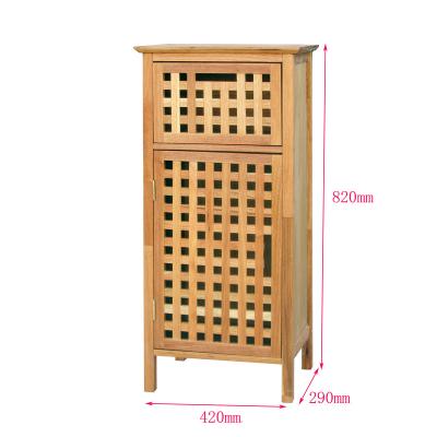 China Nordic Hot Sale Environmentally Friendly Durable Freestanding Natural Solid Wood Bathroom Storage Cabinet With Drawer for sale