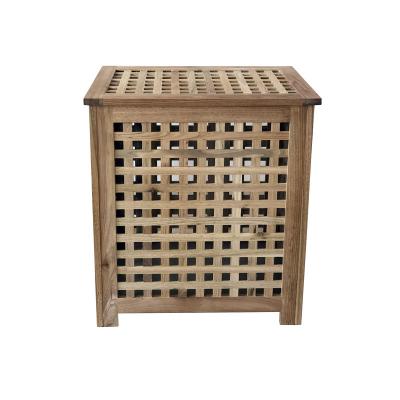 China Dismantled Hot Selling Durable Solid Walnut Wooden Storage Laundry Basket Laundry Box With Cotton Bag for sale