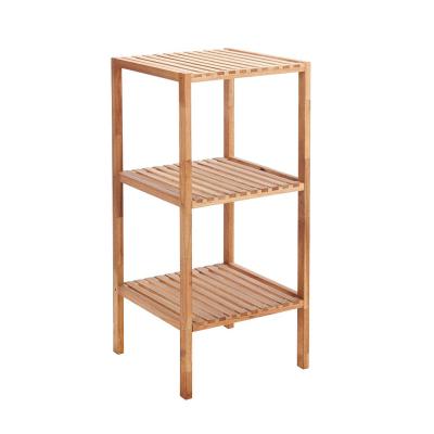 China Hot Selling Heavy Duty Thin Strip 3 Tier Bathroom Corner Shower Solid Wood Standing Type Shelf For Towels for sale