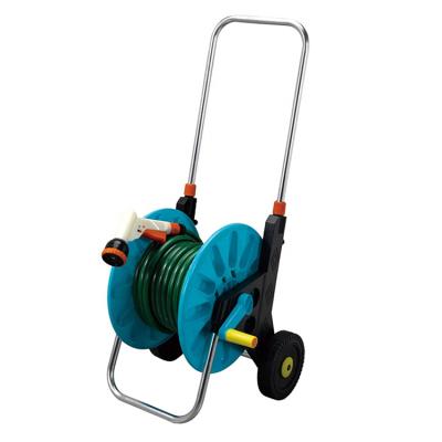 China Newly Design Adjustable Two Wheel Trolley Garden Cart Irrigators Pressure Joint Detachable Plastic Hose Reel High for sale