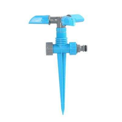 China Watering Plastic Irrigation 3 Arm Garden Lawn Water Irrigation Rotating Sprinkler With Spike for sale