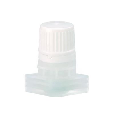 China Non Spill 13mm Plastic Spout Cap With Rail For Automatic Spout Filling Machine Plastic Spout Caps for sale