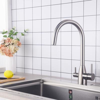 China low price hot and cold 3 way 3 way faucet mixer kitchen faucet 304 stainless steel for sale