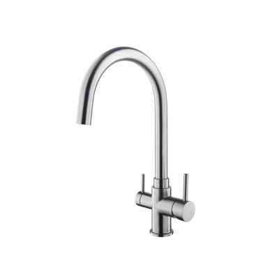 China High Quality Streamlined Design 304 Stainless Steel Handle Stainless Steel Kitchen Faucet New Double Best for sale