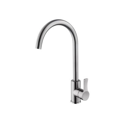 China Other Hot Selling Swept Deck Mounted New 304 Stainless Steel Kitchen Mixer Tap Faucet for sale