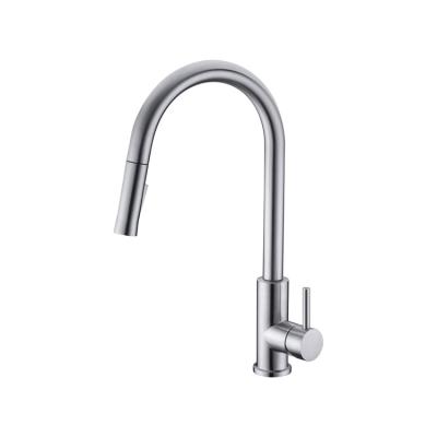 China 2 funtion with favorable price brushed spray/stream deck mounted 304 stainless steel pull down mixer tap kitchen for sale