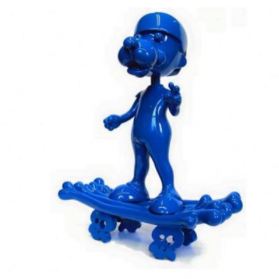 China China Pop Art Sculpture Cartoon Animal Sculpture Resin Dog Vader Blue Electroplating Sculpture for sale