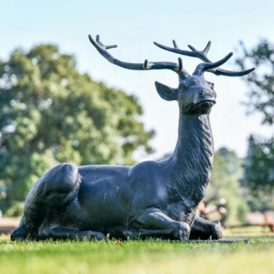 China China Park Lawn Decoration Finished Sitting Deer Bronze Sculpture For Sale for sale