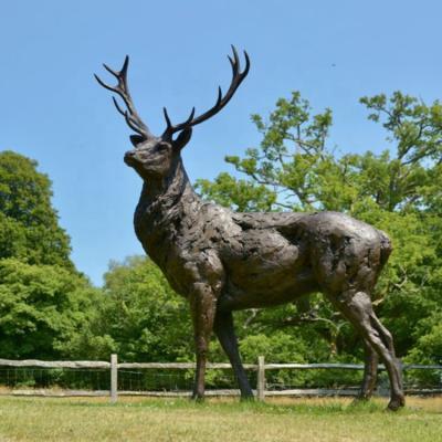 China China Park Outdoor Decoration Life Size Standing Finished Bronze Deer Sculpture For Sale for sale