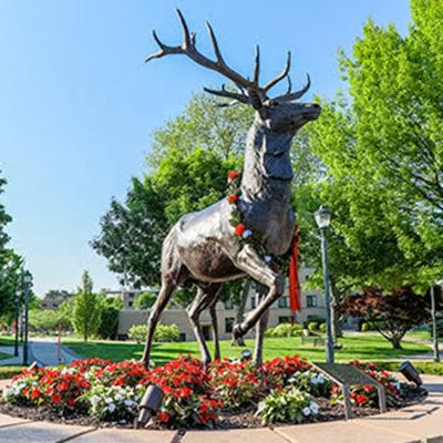 China China Square Flower Bed Holding Life Size Bronze Deer Sculpture For Sale for sale