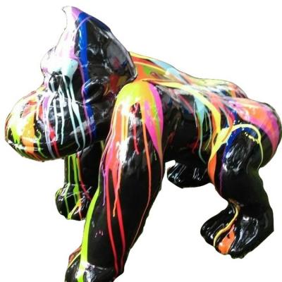 China China customized modern resin sculpture color painting animal donkey kong gorilla sculpture for sale