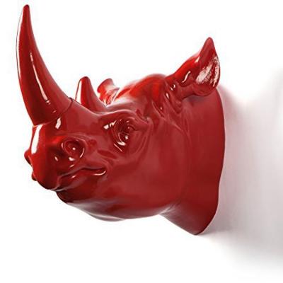 China China Pop Art Resin Resin Animal Rhinoceros Head Wall Mount Sculpture Rhino Statue for sale