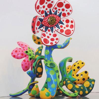 China Modern Fiberglass Flower Sculpture China Town Blooming Sculpture For Sale for sale