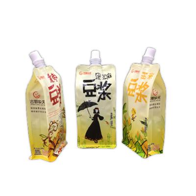 China Recyclable milk and soymilk package storage bag with spout for sale