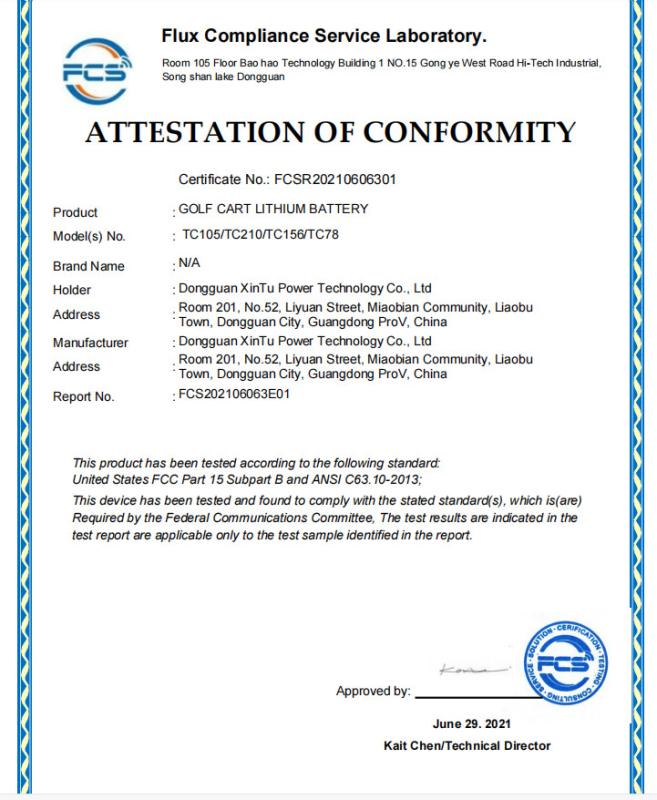 FCC SDOC - Dongguan JOIN Golf Cart Parts & Accessories Co.,Ltd