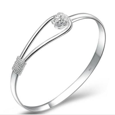 China Other Flower Romantic Bangle Silver Plated Bracelet For Women Wholesale for sale