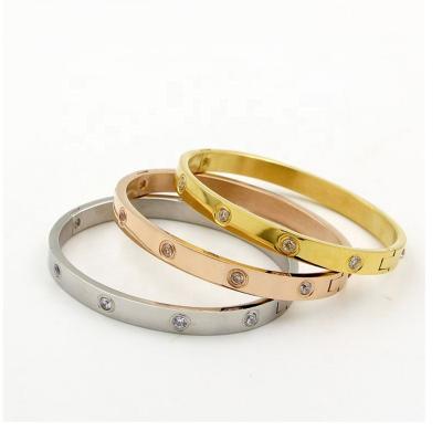 China Beautiful CLASSIC gold jewelry gifts for women stainless steel bracelets woman bracelets lovers and zirconia bracelets for sale