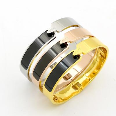 China Punk Black Enamel Leaf Lovers Spring Bracelet Fashion Open Women's Bracelet Accessories for sale