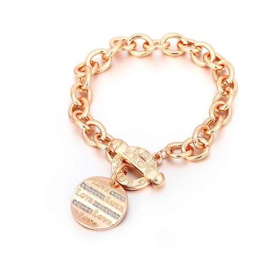 China Hiphop LOVE stainless steel bangle female punk letter rose gold bangle t-shaped titanium steel bangle for sale