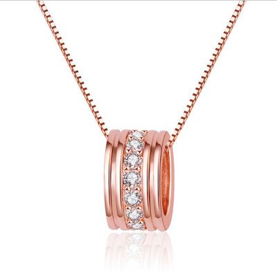 China Cute Pendant Necklace Fashion Simple Circle With Stone Couple 18k Rose Gold Plated Female Clavicle Chain for sale