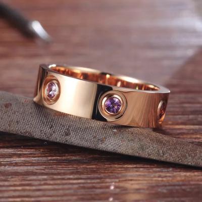 China TRENDY Love Rings Stainless Steel Rose Gold Color For Couples CZ Crystal Rings Jewelry Anillos Mujer Women Men for sale