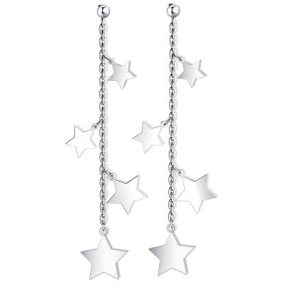 China Fashionable Jewelry Minimalist Star Classic Women's Stainless Steel Long Chain Link Dangle Earring for sale