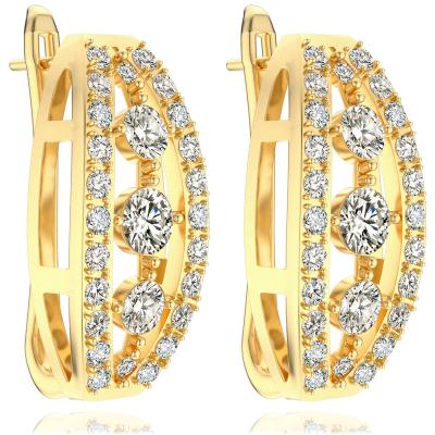 China TRENDY 14K Gold Round Bling Zircon Jewelry Wholesale Cubic Zirconia Micro Pave Brass Stud Earrings For Women for sale