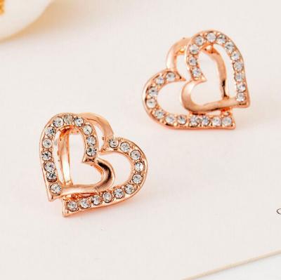 China Classic Tasty Cubic Zircon Jewelry Stainless Steel Gemstone Heart Shaped Stud Earrings for sale