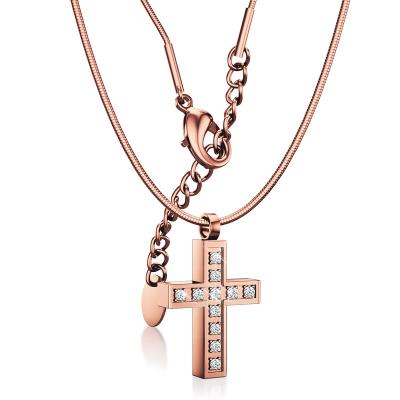 China Classic Girls Faith Tasty Silver 18K Gold Plated Stainless Steel Chains Pendant Women Jewelry Cross Necklace for sale