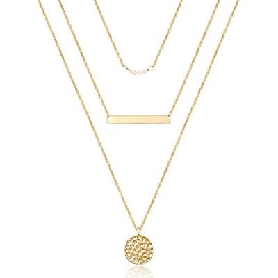 China Wholesale TRENDY Bar Disc Adjustable Jewelry Fashion Choker Gold Plated Y Bead Multi Pendant Layered Necklaces for sale